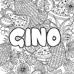 Coloraci&oacute;n del nombre GINO - decorado mandala de frutas