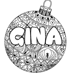 Coloraci&oacute;n del nombre GINA - decorado bola de Navidad