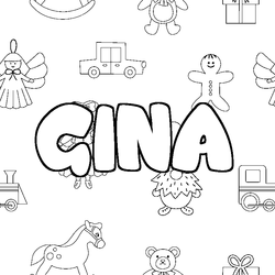 Coloraci&oacute;n del nombre GINA - decorado juguetes