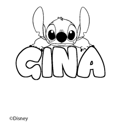 Coloraci&oacute;n del nombre GINA - decorado Stitch