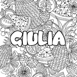 Coloraci&oacute;n del nombre GIULIA - decorado mandala de frutas