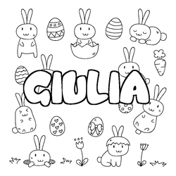 Coloraci&oacute;n del nombre GIULIA - decorado Pascua