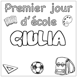 Coloraci&oacute;n del nombre GIULIA - decorado primer d&iacute;a de escuela