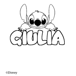 Coloraci&oacute;n del nombre GIULIA - decorado Stitch