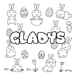 Coloraci&oacute;n del nombre GLADYS - decorado Pascua