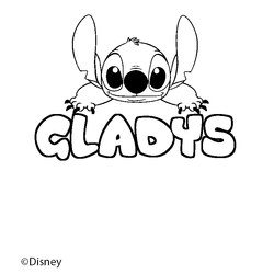 Coloraci&oacute;n del nombre GLADYS - decorado Stitch