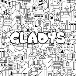 Coloraci&oacute;n del nombre GLADYS - decorado ciudad