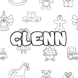Coloraci&oacute;n del nombre GLENN - decorado juguetes