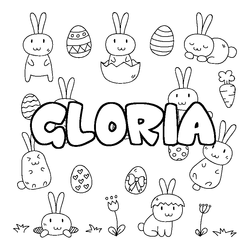 Coloraci&oacute;n del nombre GLORIA - decorado Pascua