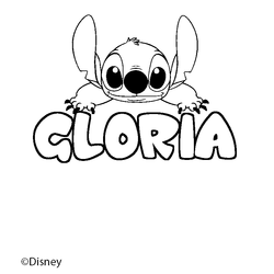 Coloraci&oacute;n del nombre GLORIA - decorado Stitch