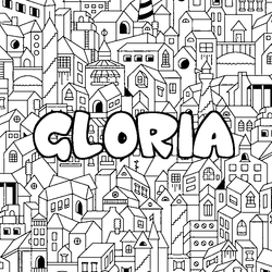 Coloraci&oacute;n del nombre GLORIA - decorado ciudad