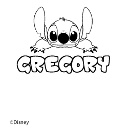 Coloraci&oacute;n del nombre GREGORY - decorado Stitch