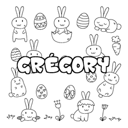 Coloraci&oacute;n del nombre GR&Eacute;GORY - decorado Pascua