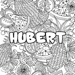 Coloraci&oacute;n del nombre HUBERT - decorado mandala de frutas