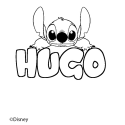 Coloraci&oacute;n del nombre HUGO - decorado Stitch