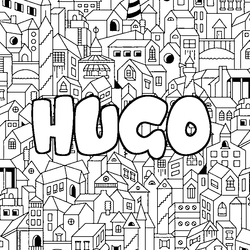 Coloraci&oacute;n del nombre HUGO - decorado ciudad