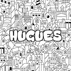 Coloraci&oacute;n del nombre HUGUES - decorado ciudad