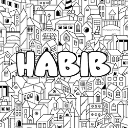 Coloraci&oacute;n del nombre HABIB - decorado ciudad
