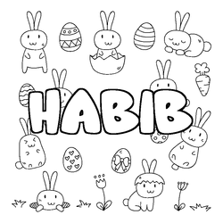 Coloraci&oacute;n del nombre HABIB - decorado Pascua