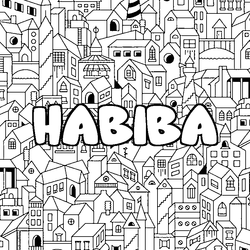Coloraci&oacute;n del nombre HABIBA - decorado ciudad