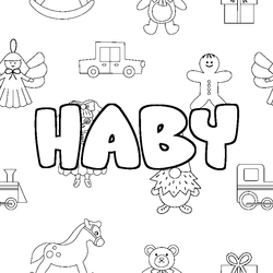 Coloraci&oacute;n del nombre HABY - decorado juguetes