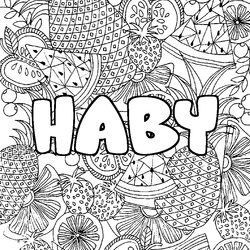 Coloraci&oacute;n del nombre HABY - decorado mandala de frutas
