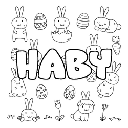 Coloraci&oacute;n del nombre HABY - decorado Pascua