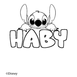 Coloraci&oacute;n del nombre HABY - decorado Stitch
