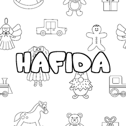 Coloraci&oacute;n del nombre HAFIDA - decorado juguetes