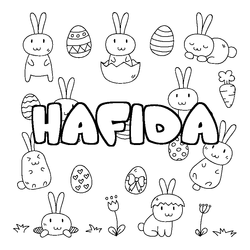 Coloraci&oacute;n del nombre HAFIDA - decorado Pascua