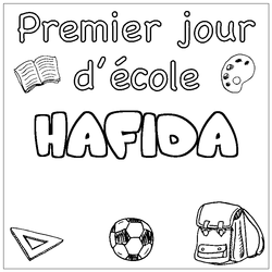 Coloraci&oacute;n del nombre HAFIDA - decorado primer d&iacute;a de escuela