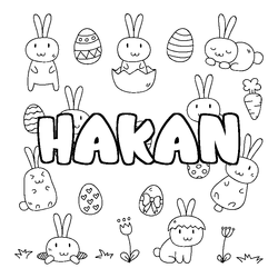 Coloraci&oacute;n del nombre HAKAN - decorado Pascua