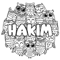 Coloraci&oacute;n del nombre HAKIM - decorado b&uacute;hos