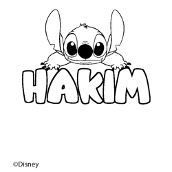 Coloraci&oacute;n del nombre HAKIM - decorado Stitch