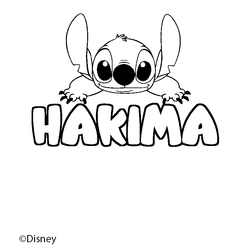 Coloraci&oacute;n del nombre HAKIMA - decorado Stitch