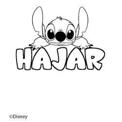 Coloraci&oacute;n del nombre HAJAR - decorado Stitch