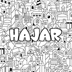 Coloraci&oacute;n del nombre HAJAR - decorado ciudad