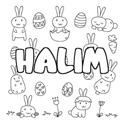 Coloraci&oacute;n del nombre HALIM - decorado Pascua