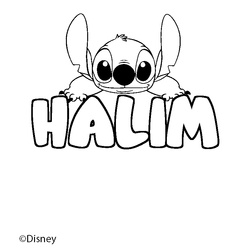 Coloraci&oacute;n del nombre HALIM - decorado Stitch