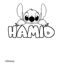 Coloraci&oacute;n del nombre HAMID - decorado Stitch