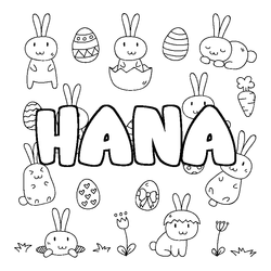 Coloraci&oacute;n del nombre HANA - decorado Pascua