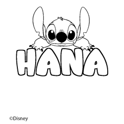 Coloraci&oacute;n del nombre HANA - decorado Stitch