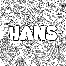 Coloraci&oacute;n del nombre HANS - decorado mandala de frutas