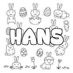 Coloraci&oacute;n del nombre HANS - decorado Pascua