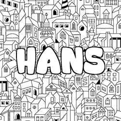 Coloraci&oacute;n del nombre HANS - decorado ciudad