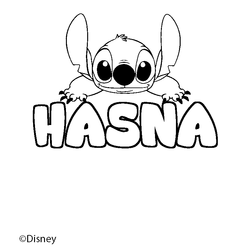 Coloraci&oacute;n del nombre HASNA - decorado Stitch