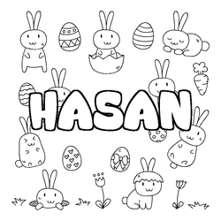 Coloraci&oacute;n del nombre HASAN - decorado Pascua