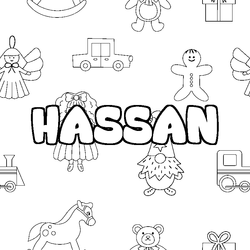 Coloraci&oacute;n del nombre HASSAN - decorado juguetes