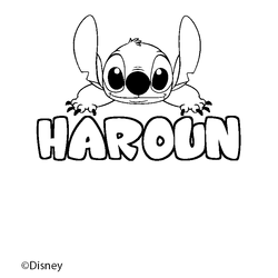 Coloraci&oacute;n del nombre HAROUN - decorado Stitch