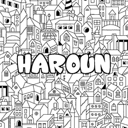 Coloraci&oacute;n del nombre HAROUN - decorado ciudad